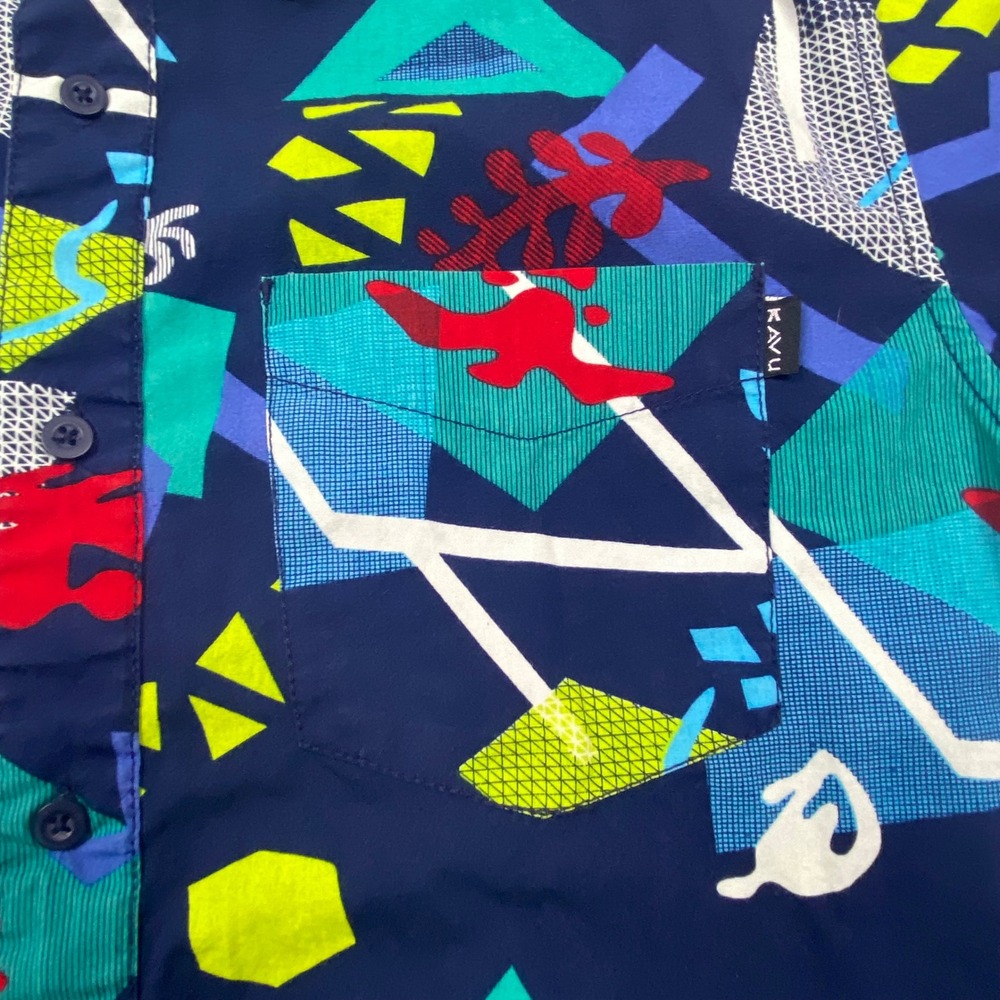 KAVU Klear Above Etch Art Shirt Mens Medium Hawaiian Cotton Abstract Casual - Picture 5 of 11